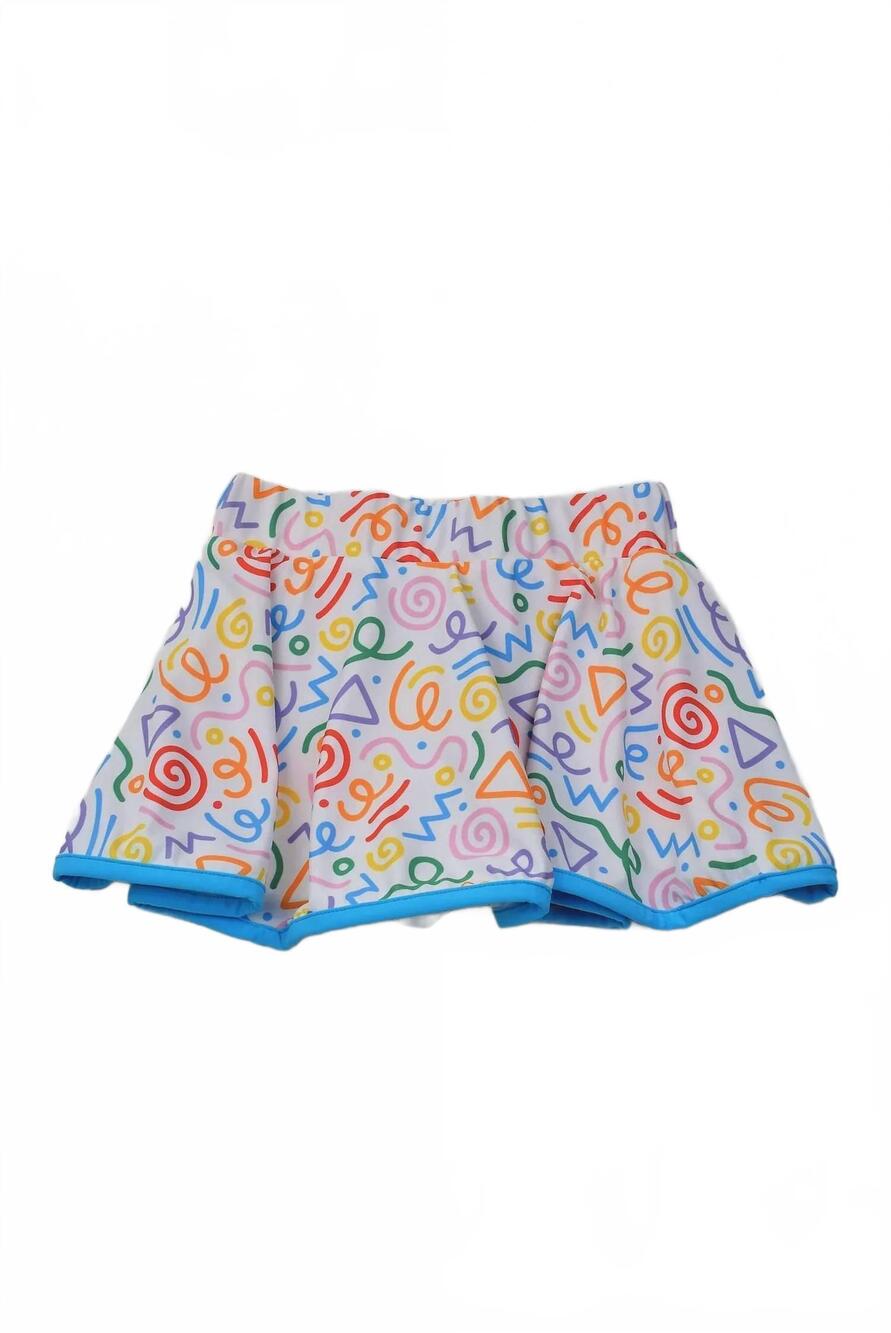 NEW FUNTASIA TOO girl's active squiggles skort in multi